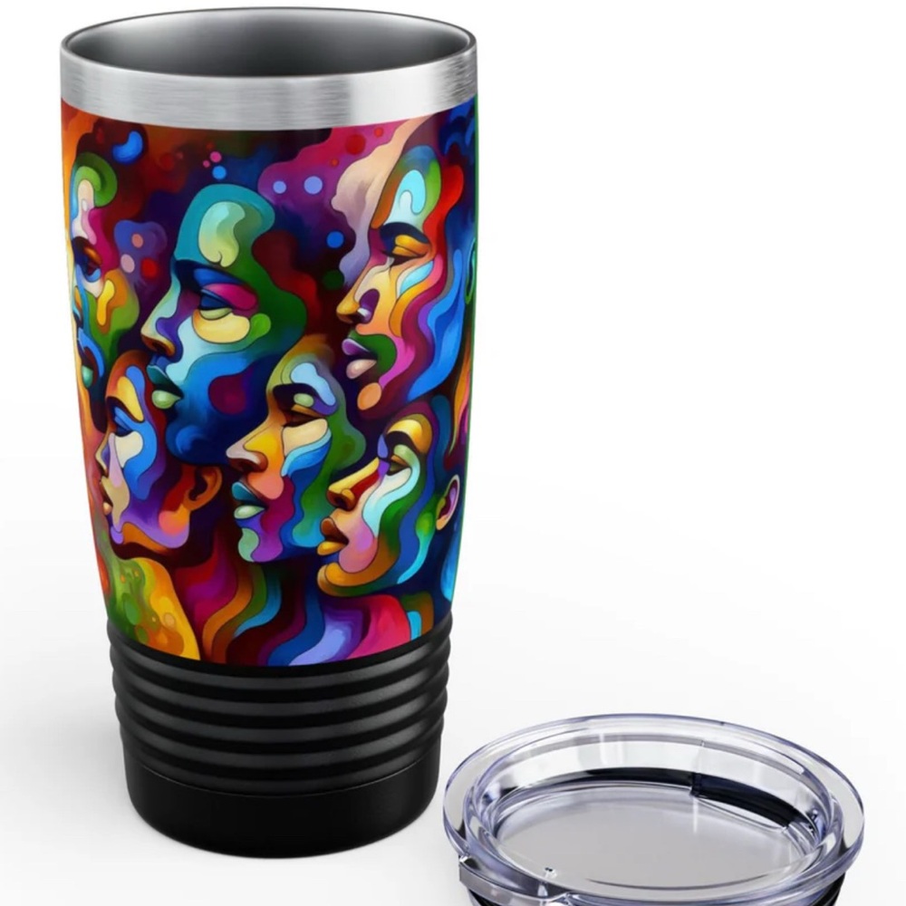 Multicolor Abstract Faces Tumbler